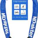 NDakter Bike Chain Lock, 5 Digit Combination Heavy Duty Anti Theft Bicycle Chain Lock,2.62/3.2/4.27/5/6Ft Long Security Resettable Bike Locks for Bike, Bicycle, Scooter, Door, Gate, Fence-4/6mm Thick (Blue)