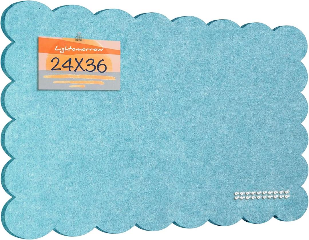 Scalloped Bulletin Board 36x24 inches, Decorative Felt Pin Board for Wall