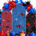 3Pcs Spider Web Arch Backdrop Cover 4ft 5ft 6ft Spider Theme Spandex Fitted Round Top Arch Backdrop Stand Covers for Photo Props Cosplay Classroom Birthday Banquet Ceremony Halloween Party Decoration