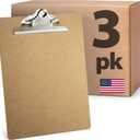 Officemate Recycled Wood Clipboard, Letter Size, 9" x 12.5" with 6" Clip, 3 Pack (83133),Brown