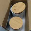 Kitchen Canisters Set with Airtight Bamboo Lid, White Honeycomb Design, Ceramic Canister Set of 3, Sugar Flour Coffee Containers for Countertop, Food Storage Container Jars Set
