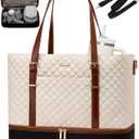 LOVEVOOK Lunch Tote Bag for Women, 15.6 Inch Laptop Work Bag With Lunch Compartment & Large Cup Holder, Lightweight Work Briefcase for Travel, Bussiness, Teacher (Black-beige-brown)