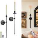 Candle Holder Wall Sconces Set of 2 with Battery Operated Candles and Remote Control, Wall Sconces Home Decor, Battery Candle Sticks Holder with Flameless Flickering Taper Timer Black