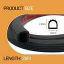 D Shape Rubber Seal Strip, 3/4" Self-Adhesive EPDM Rubber Weather Stripping Gasket for Automotive, Boat, RV Slide Out Seal, Marine, Garage Doors/Window and More, 20Ft