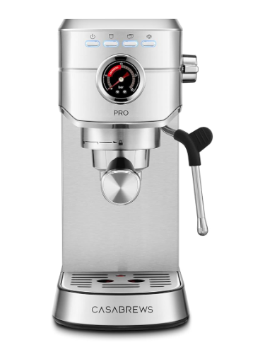 CASABREWS 5418 PRO Espresso Machine 20 Bar, Upgraded Espresso Maker with Powerful Steam Milk Frother, Stainless Steel Coffee Machine with Fast Heating System for Cappuccino, Latte, Silver