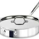 All-Clad D3 3-Ply Stainless Steel Saut Pan with Lid & Handle 3 Quart, Induction, Oven Broiler Safe 600F, Multi-Cooktop, Deep Frying Pan, Everyday Pan, Skillet, Pots and Pans, Cookware, Kitchen Silver