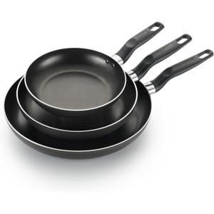 T-Fal Classic Nonstick Fry Pan Set 3 Piece: 8, 9.5, & 12 Inch, Oven Broiler Safe 350F, Kitchen Cookware Set, Pots and Pans Set Non Stick, Frying Pans, Skillets, Dishwasher Safe, Black