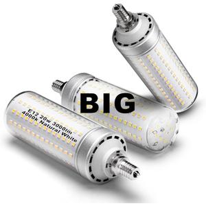 Big1.77x 6.1 inch, E12 200 Watt Equivalent LED Candelabra Bulbs C7,4000K Natural White, 3000 LM T6 E12 20W LED Chandelier Light Bulbs for Ceiling Fan Pendant Lighting Floor Lamp,Non-dimmable, 3 Pack