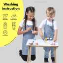 Kids Aprons for Cooking Waterdrop Resistant Aprons for Girl & Boy Toddler Apron for Painting, Gardening, Baking, Smock (Plaid Navy Blue, Medium (6-10 years)