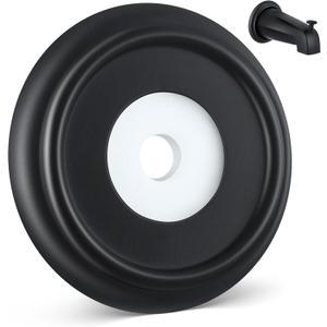 Dreyoo Metal Tub Spout Cover Ring, Bathtub Spout Trim Plate Ring with 1 Pcs Foam Gasket, 1-1/2 Inch ID and 3-5/8 Inch OD(Black)