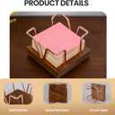 Walnut Wood Sticky Note Holder, 3 x 3 inch Self Stick Note Pad Holder, Post It Note Dispenser Desk Accessories for School and Office Desk Organizer, Rose Gold