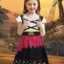 Eledobby Girls Pirate Costume Kids Halloween Dress Up Toddler Pirate Outfits Christmas Birthday Gift (Red) 140