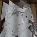 6 Pack Christmas Snowflake Paper Lantern Xmas Star Paper Lanterns with 6 LED Light White Hanging Lamp Ornaments for Christmas Winter Weddings Birthday Holiday Party Decoration(Stylish Style)