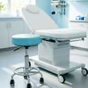Adjustable Rolling Stool with Wheels Heavy Duty Round RollingStool with Footrest, Patent Leather Drafting Stool Chair with Wheels Work Spa Salon Seat,Blue