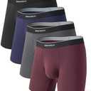 DAVID ARCHY Men's Underwear Breathable Second Skin Soft Modal Boxer Briefs for Men Pack 4, Wide Waistband No Ride Up L