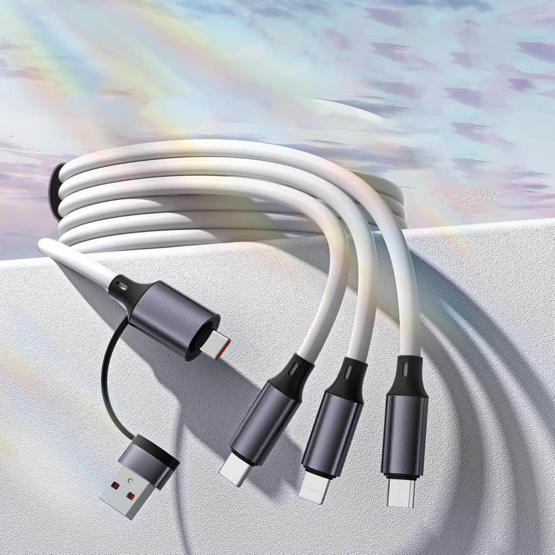 Multi Charging Cable 3.6ft/1.2M 3 in 2 Charger Cord, Multiple Rapid USB Cable, White