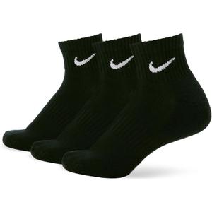 Nike Unisex Adult Everyday Cushioned Training Ankle Socks (3-Pack) | Mens and Womens (Small, Black/White)