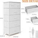 Fabric Dresser for Bedroom, Tall Skinny Dresser with 6 Drawers, Storage Organizer Tower, Steel Frame Wooden Top for Closet, Living Room, Hallway(White), 11.8"D x 23.2"W x 45.8"H