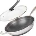 14" Honeycomb Non Stick Wok Pan Stainless Steel Stir-fry Wok with Lid,Skillet with Stay-cool Handle PFOA Free Suitable for Induction, Ceramic, Electric, and Gas Cooktops (Sliver, 14 Inches) (Silver)