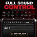 PyleUSA Portable Electric Guitar Amplifier, 40W Guitar Amp with 6" & 8" High-Definition Speakers, Dual Inputs, Overdrive, Digital Delay, 3-Band EQ, Gain & Volume Controls, Headphone Jack, Wood Cabinet