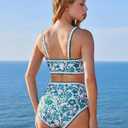 MOOSLOVER Women Bikini Sets Plunging High Waisted Swimsuit Whip Stitch 2 Piece Bathing Suits (Green, S)
