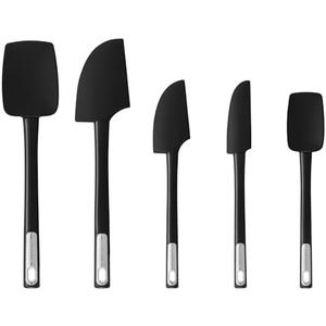 Pack Of 2 Premium Silicone Spatula Set, JXWING Flexible Heat Resistant Non-slip Handle Baking Cooking Rubber Spatulas, Black