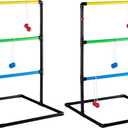 OLIXIS Ladder Ball Set for All Ages, Bolas, Scoreboards & Carry Bag, Black | All-ages family fun for any occasion. Sturdy frame, easy setup, built-in scoring, lightweight & portable.