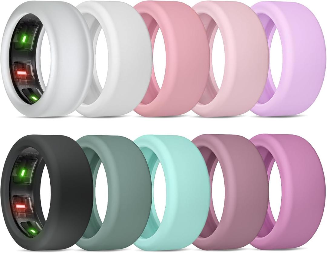 10 Pack Cover for Oura Ring Gen 4 & 3/ULTRAHUMAN Ring AIR, Anti-Scratch Elastic Silicone Protector Case Accessories for Women Men Working Out Gym (10 Colors - Set 1, S (6/7/8/9/10))