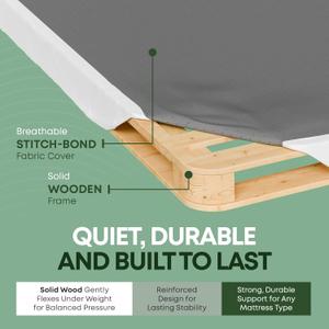  Unassembled Queen Bed 4.5-Inch Wood Box Spring Only Amish Made in USA Quiet Noise-Free Replacement Mattress Foundation Packed Flat, Easy Assembly (White)