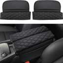 INTGET Car Center Console Armrest Cover for Nissan Rogue Accessories 2021-2026 2022 2023 2024 2025 Leather Arm Rest Box Lid Middle Console Seat Cover Protector (Black Cushion Texture, 2021-2026)