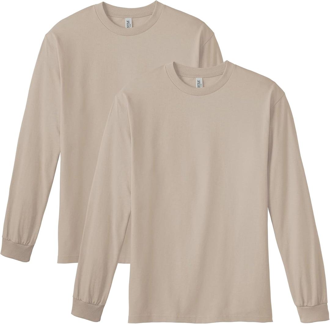 American Apparel Adult Heavyweight Cotton Long Sleeve Style G1304 T-shirt (2-Pack) (Medium)