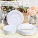 BESTSTAR 200PCS White Plastic Plates Set, 100 10.25 inch Dinner Plate and 100 7.5 inch Dessert Plates, Premium Disposable Plates for Party, Wedding