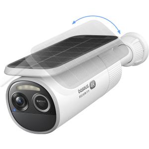 Baseus S2 4K Solar Security Cameras Wireless Outdoor - Radar+PIR Detection, AI Face Recognition, Auto Sunlight-Tracking, Color Night Vision, IP67, No Monthly Fee, Local Storage, Featured at CES 2025
