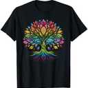 Tree Life Rainbow LGBTQ Cool Gay Pride Flag Ally Kids Men T-Shirt 1X