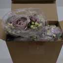 3 Sets Artificial Peonies Flower Peony Bouquet with Galvanized Metal Pot Silk Fake Peonies Faux Flower Arrangements for Wedding Table Centerpiece Party Home Room (Purple)