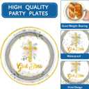 2 x God Bless Plates and Napkins Baptism Theme Party Supplies, First Holy Communion 20 Plates, 20 Napkins for Newborn Baptism Church Cross Party Decoration