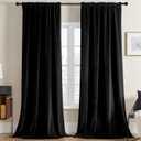 Joydeco Black Velvet Curtains 108 inch Length 2 Panels, Luxury Blackout Rod Pocket Thermal Insulated Window Curtains, Super Soft Room Darkening Drapes for Living Dining Room Bedroom,W62 x L108 inches