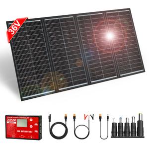 DOKIO 300W 36V Portable Foldable Solar Panel Kit, Compact 19x37in Design 15.21lb with Standalone Controller and USB, Monocrystalline Charger for 22V Batteries, Power Stations, RV Camping Emergency Use