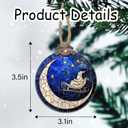 2 x Stained Glass Christmas Decorations, Santa Claus On The Moon Star Suncatcher for Window Christmas Tree Hanging Ornaments Blue Sun Catcher Xmas Decor Gifts for Women Men Mom Nana Friend (3.1x3.5 IN)