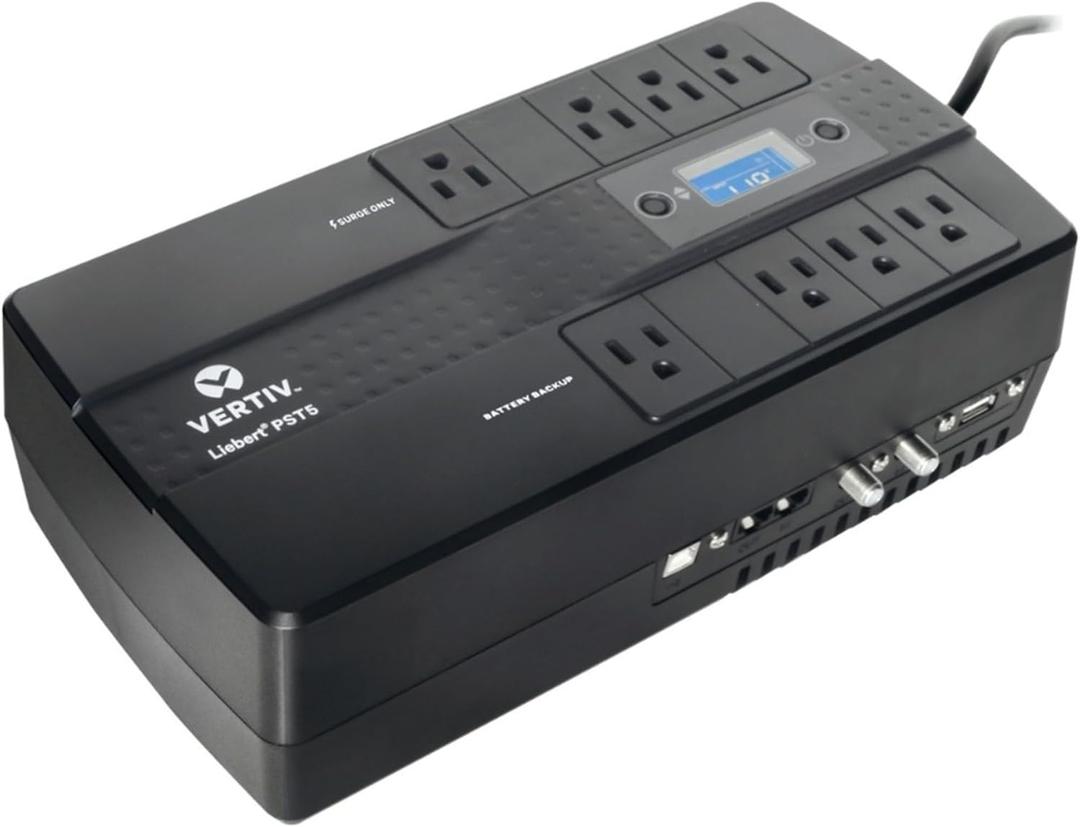 Vertiv Liebert PST5 UPS - 660VA/400W 120V Standby Power, 8 Outlets, Battery Backup with Surge Protection, LCD Screen, Energy Star Certified, 