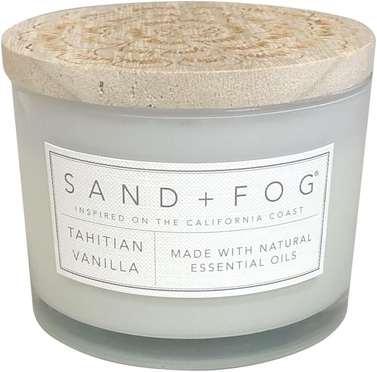 Sand + Fog Scented Candle - Tahitian Vanilla  Additional Scents and Sizes  100% Cotton Lead-Free Wick - Luxury Air Freshening Jar Candles - Perfect Home Decor  12oz