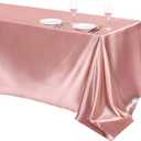 TURSTIN 1 Pack Rose Gold Satin Tablecloth 102 x 58 Inch Overlay Satin Table Cover Rectangle Bright Silk Tablecloth Smooth Fabric Table Decoration for Wedding Banquet Party Events