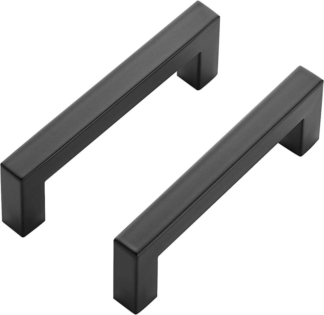 Ravinte 3 Pack Black Cabinet Pulls 3-3/4 Inch Square Kitchen Cabinet Handles Matte Black Kitchen Hardware for Drawer Pulls Drawer Handles Come with Screwdriver