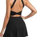 Womens Workout Tennis Dress with Built in Shorts and Bra Athletic Golf Activewear for Exercise (XX-Large, Black)