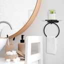 2 Pcs Hand Towel Ring with Shelf, Matte Black Stainless Steel Hand Towel Holder, Heavy Duty Bath Accessories, Wall Mounted Hanger for Bathroom Kitchen