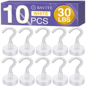 E BAVITE Magnetic Hooks, 30lbs+ 2026 Cruise Cabin Ship Essentials Magnet Hook Heavy Duty Strong Magnets Refrigerator Fridge Hanging for Classroom Beach Vacation Kitchen Grills Home 20 Pack (White)