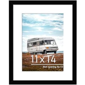 PEALSN 11x14 Picture Frame, Display Pictures 8 x 10 with Mat or 11 x 14 Without Mat for Wall Mounting Display, Photo Frames, Black, 2 Pack