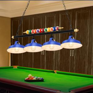 Adjustable 4 Light Pool Table Lights for 7'-8' Billiard Light Hanging Pool Table Fixture Lighting Pendant Lamp with Metal Shades for Game Rooms (Bulb Not Included)(Blue)