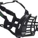 Baskerville ULTRA Muzzle - Patented Humane Design, Breathable, Dog can Pant and Drink, Adjustable, Padded, Training Muzzle for Medium-sized Dogs, Prevents Biting, Wildlife Scavenging (Size 3, Black)