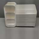 HBlife Makeup Organizer with Brush Holder for Vanity, Large Plastic Bathroom Countertop Organizer Skin Care Storage, Easy to Store Lipsticks, Nail Polishes, Perfumes, Eyeshadow Palettes, All White